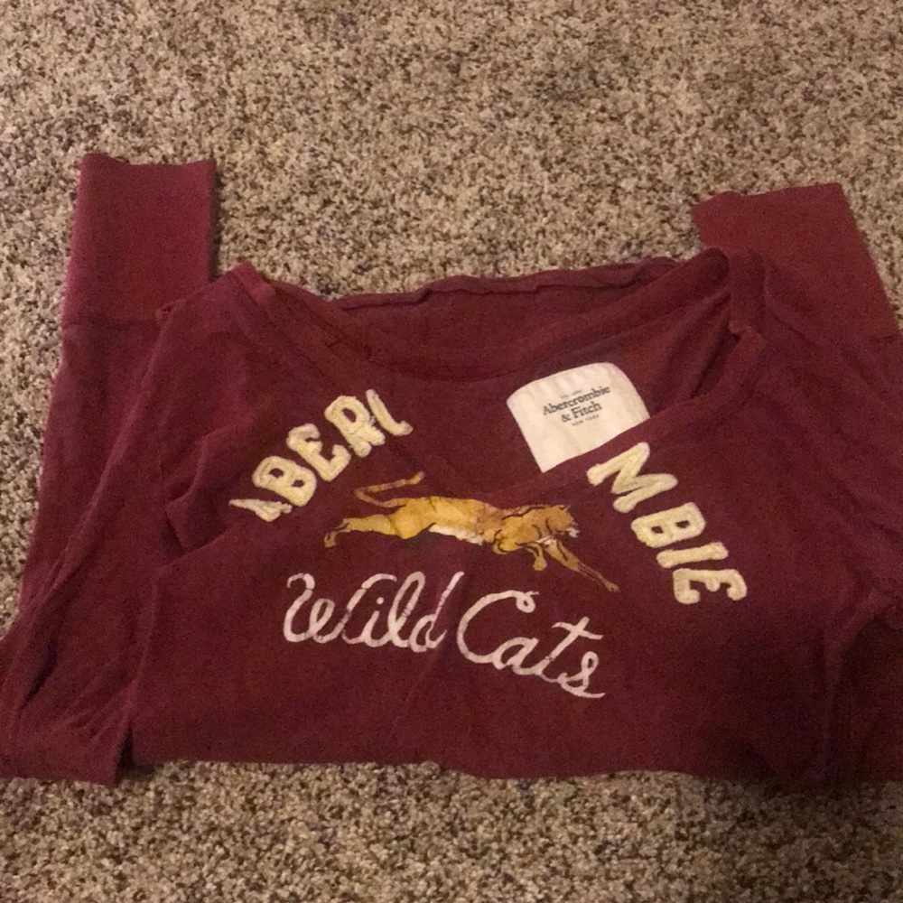 Dark Red Abercrombie Long Sleeve V Neck